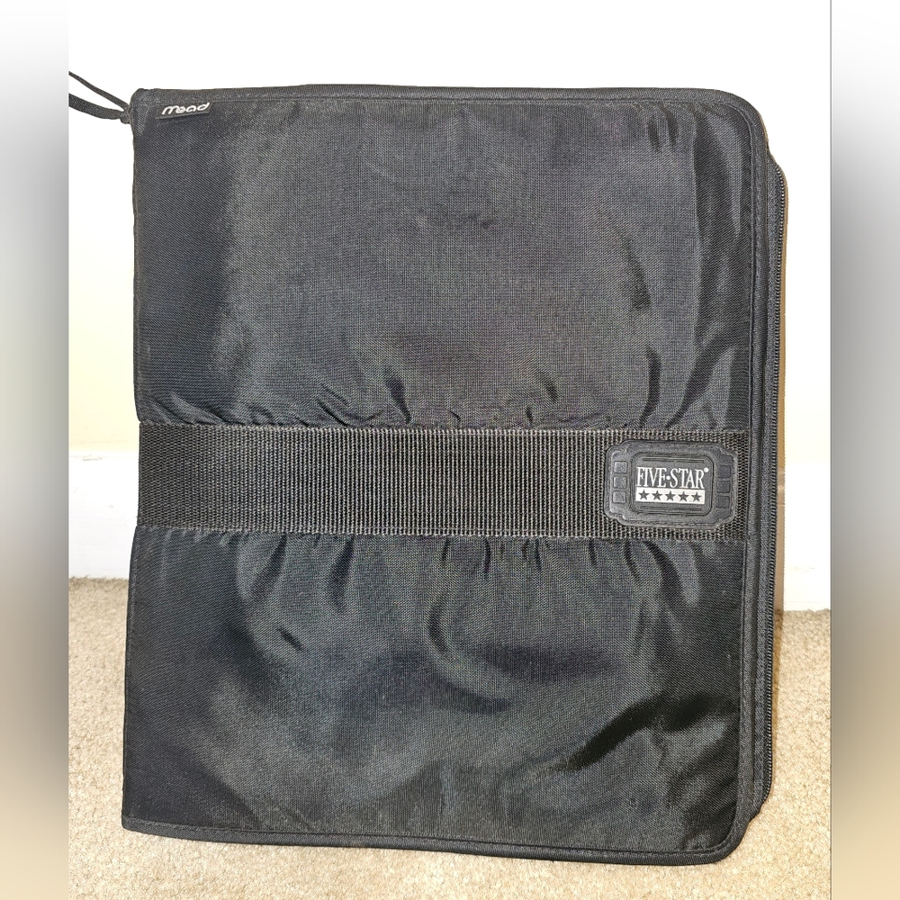 Mead Five Star Trapper Keeper Black 3 Ring Binder Zipper School Student VTG 1991